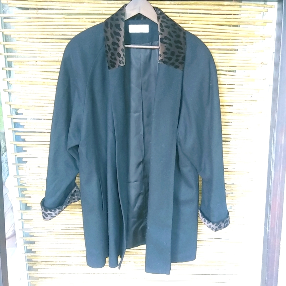 Forecaster 14 Black Leopard Wool Long Coat